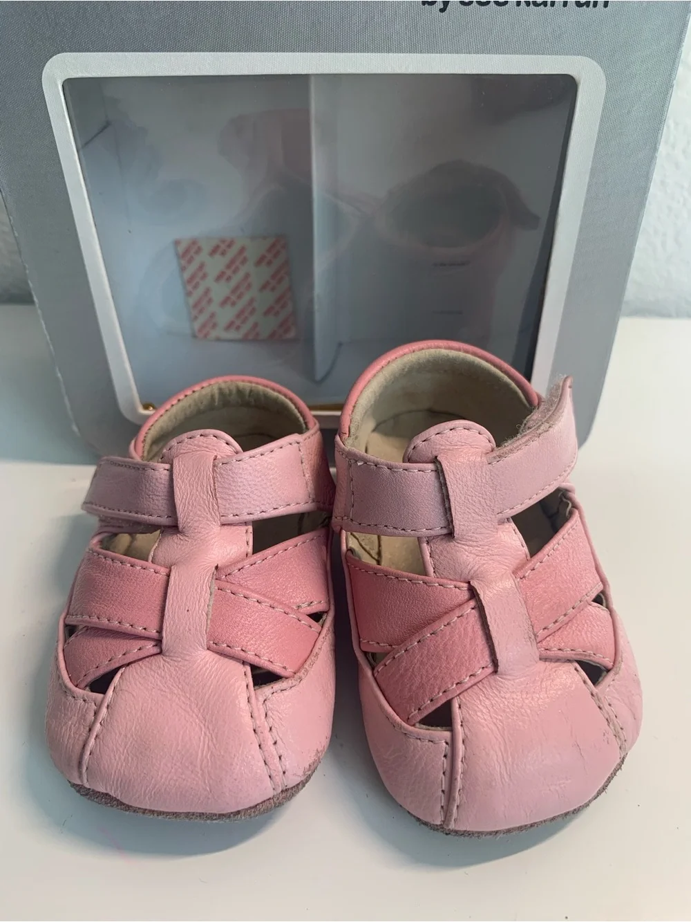 See Kai Run Pink Leather Strappy Baby Sandals